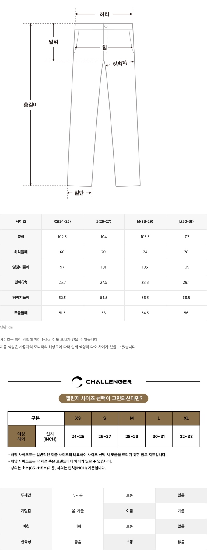 사이즈표